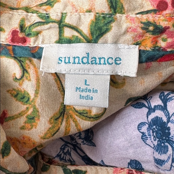 Sundance Floral-Ease Blouse Button-Front Patchwork Women’s Large Cotton Summer - Picture 5 of 6